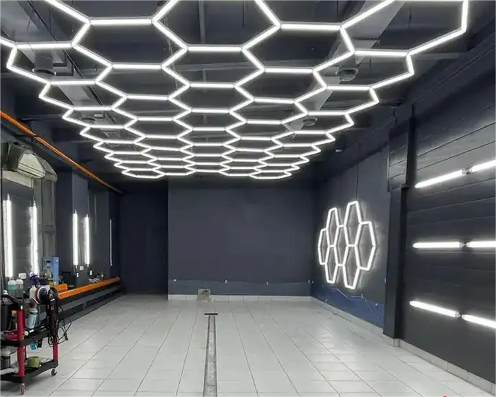 For Car Wash Station Workshop Honeycomb Ceiling LED Hexagon Garage Lighting Garage Ceiling Hexagon Honeycomb LED Lights