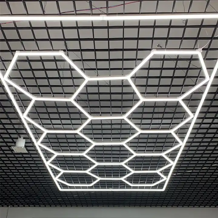 For Car Wash Station Workshop Honeycomb Ceiling LED Hexagon Garage Lighting Garage Ceiling Hexagon Honeycomb LED Lights