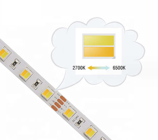 CRI95 12V 24V High Lumens Led Projects Flexible Led Strip Light Color Changing 2-in-1 Dual Color Led Light Bar