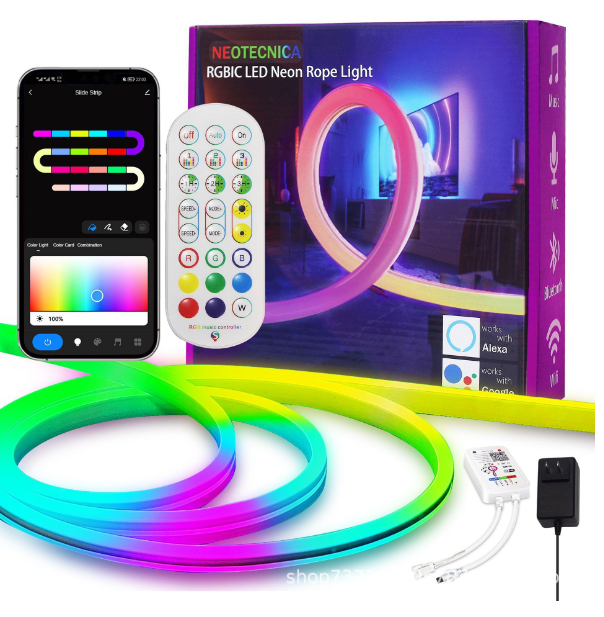 TUYA RGB digital pixel 06*12 dc24v 16.4ft APP control led silicon flexible led neon strip light  DIY flex neon led strip light