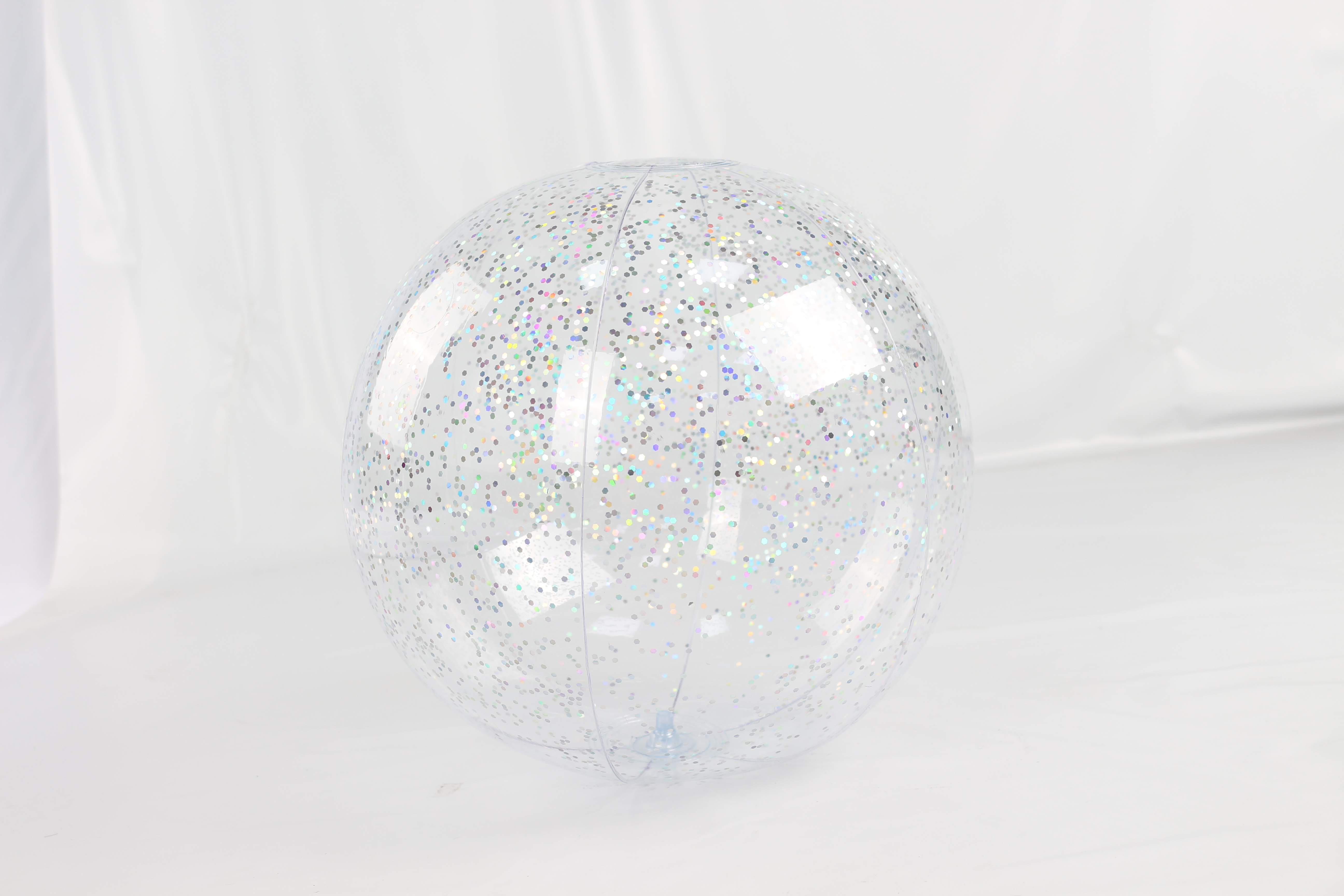 China factory custom PVC super transparent inflatable glitter beach ball for pool party