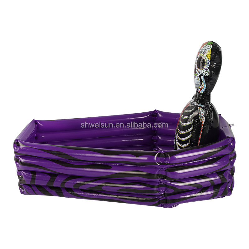 BSCI Approved Factory Wholesaled 2022 New Inflatable Skeleton Coffin Cooler for Halloween Decoration