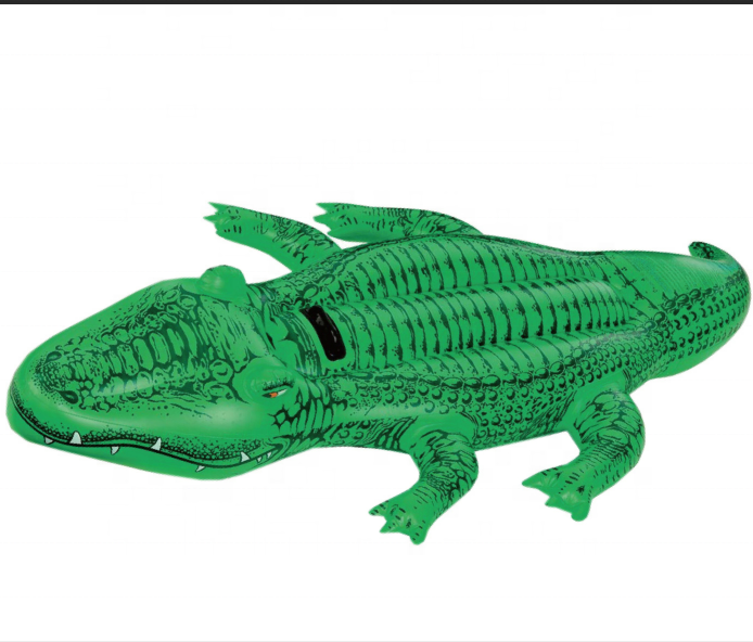 Hot sale factory custom eco-friendly PVC Inflatable summer water park crocodile design rider on pool float with handle