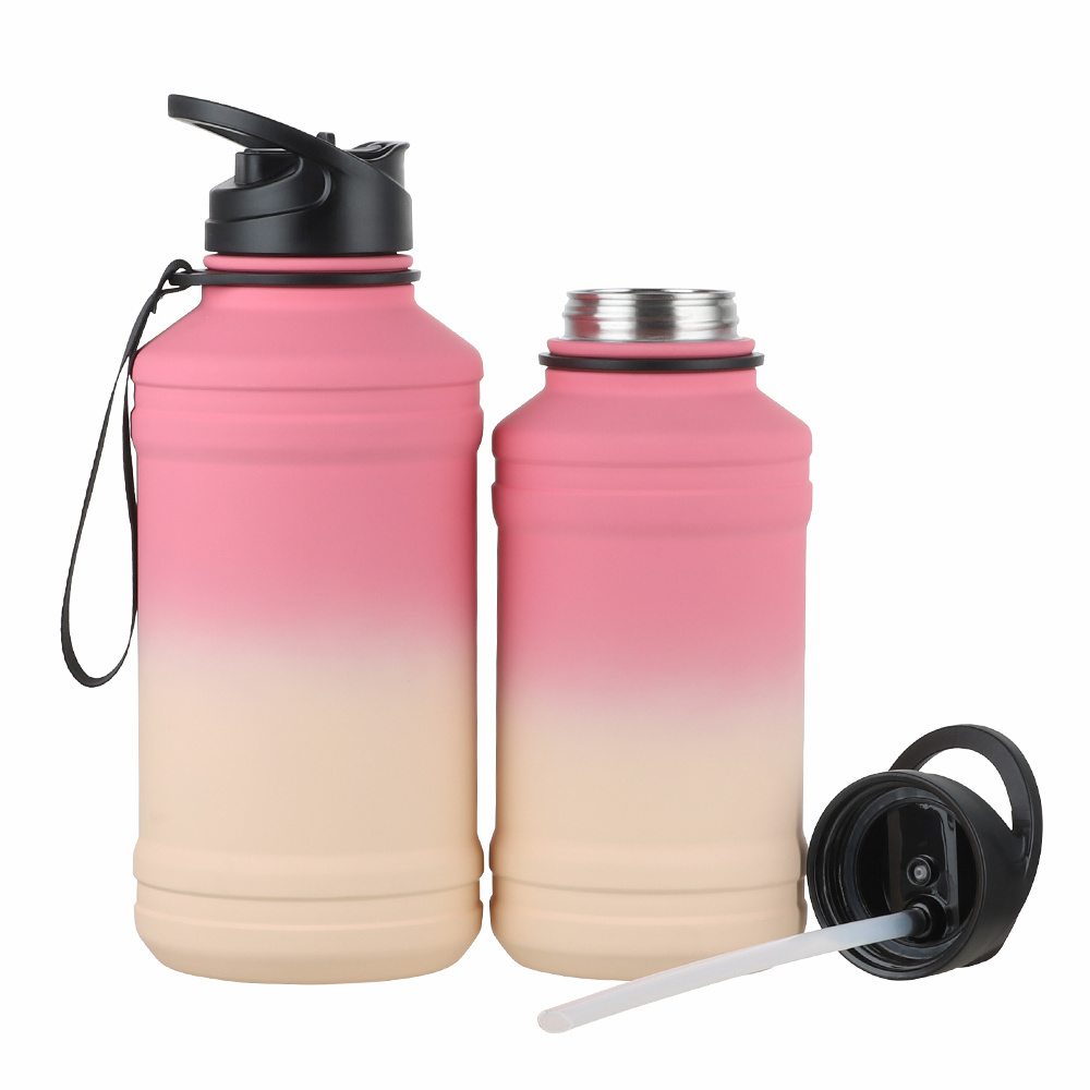 1.5L half gallon water bottle with storage sleeve sport single wall water bottle  gym stainless steel water bottles bulk