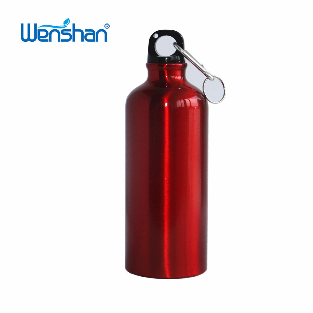 500ml Aluminum Material Sport Water Bottle With Carabiner,Red