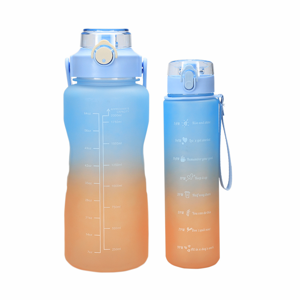 Custom Bpa Free Reusable Sports Motivational 2 Liter 64oz  Half Gallon Water Bottle With Straw Times Measurements Markr