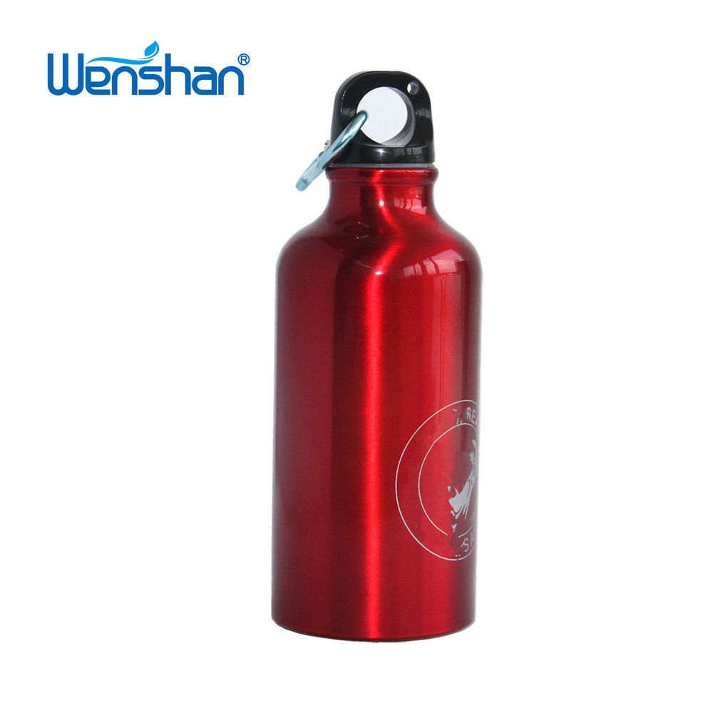 500ml Aluminum Material Sport Water Bottle With Carabiner,Red