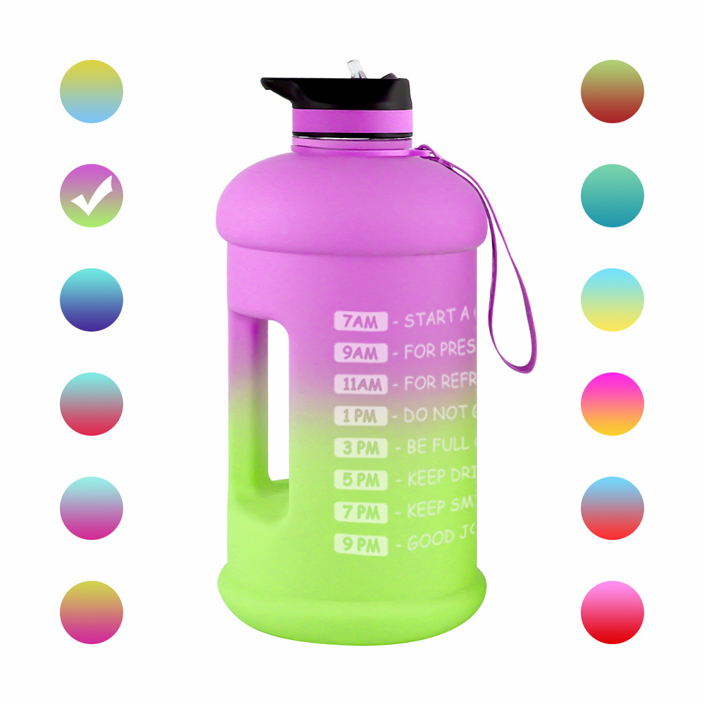 2023 hot sales BPA free half gallon/2.2L liter motivational water bottle 1300ml one gallon gym water bottle with lid