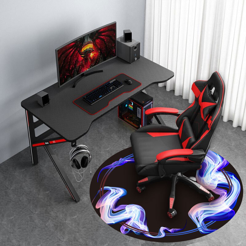 Round Floor Mats for Office Chair Computer, Gaming Desk Mat for Rolling Chair, Non-Slip Gaming Rug