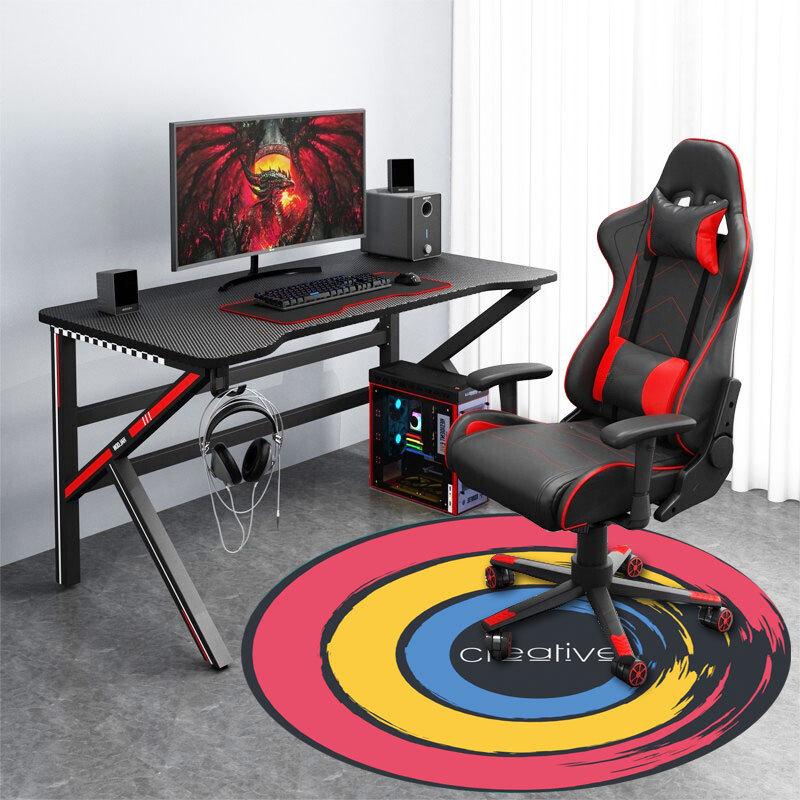 Customized Printed Logo Gaming Anti-Slip PVC Rolling Chair Floor Mat for Chair Carpet