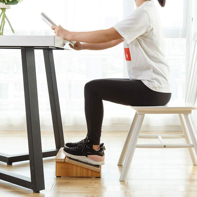 Under Desk Footrest, Slanted Non-Slip Wooden Step Stool for Home and Office Chairs