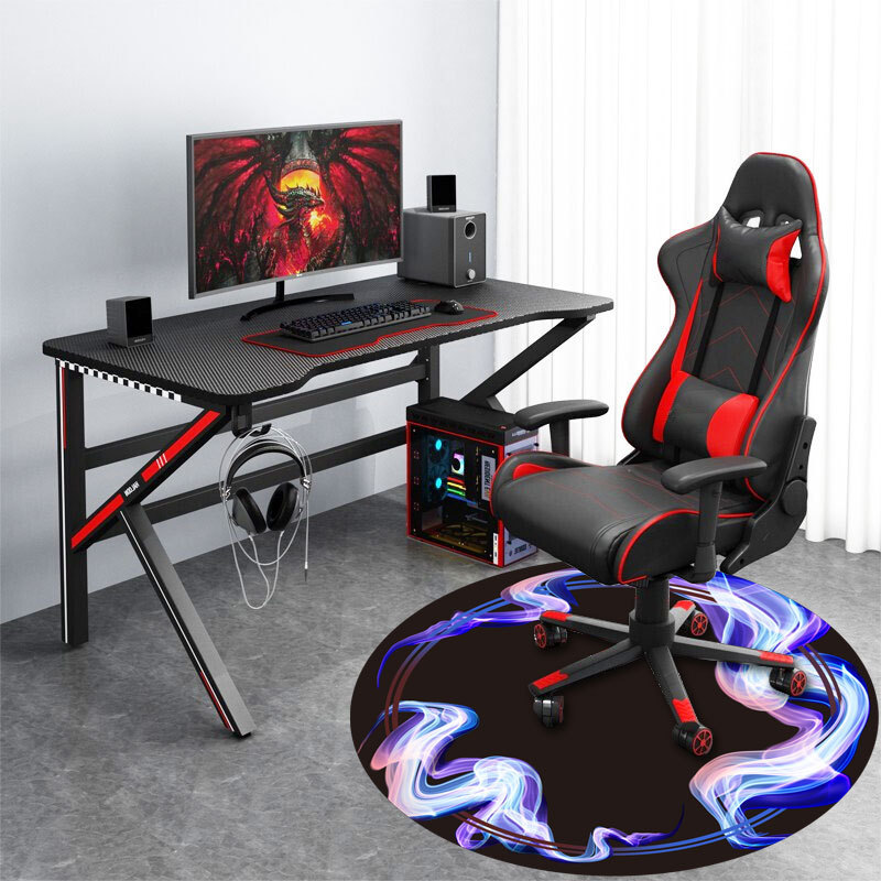 Round Floor Mats for Office Chair Computer, Gaming Desk Mat for Rolling Chair, Non-Slip Gaming Rug