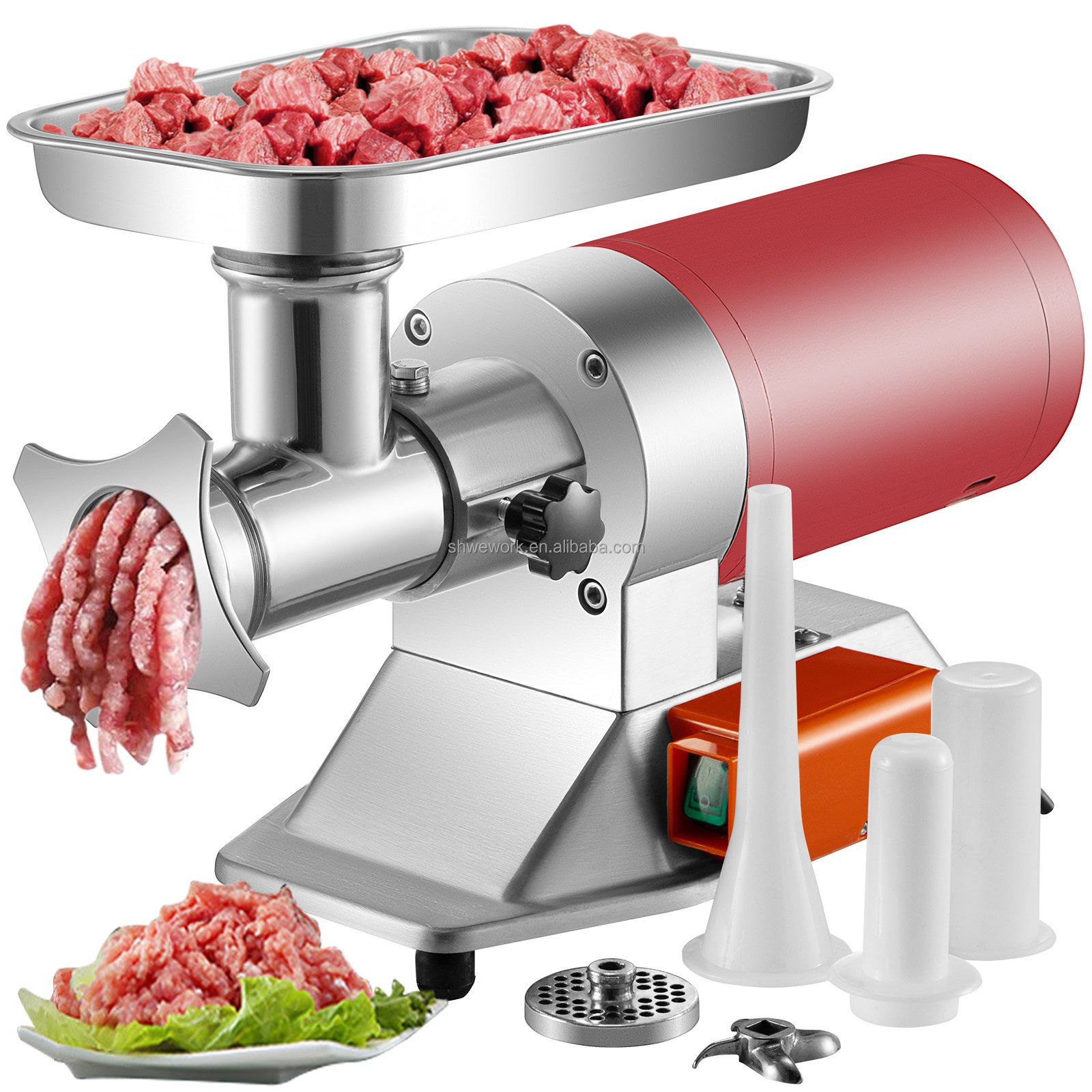 WeWork 5G-22A Commercial Meat Grinder 550Lbs/hour 850W with Sausage Stuffer Stainless Steel Home Kitchen Meat Grinder