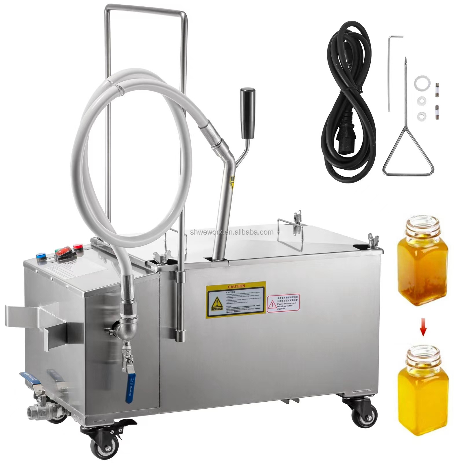 40 L Commercial Mobile Fryer Filter 80 LBS/10.56 Gal Capacity Oil Filtration System Frying Oil Filter Machine for Restaurant