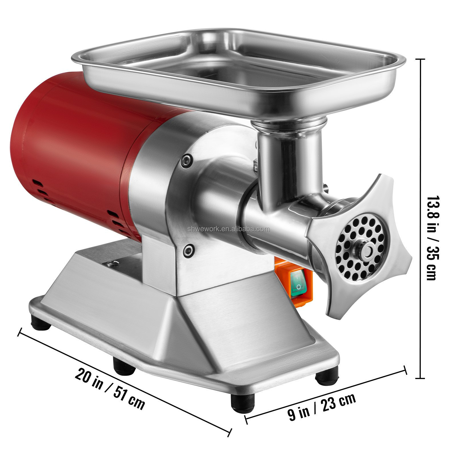 WeWork 5G-22A Commercial Meat Grinder 550Lbs/hour 850W with Sausage Stuffer Stainless Steel Home Kitchen Meat Grinder