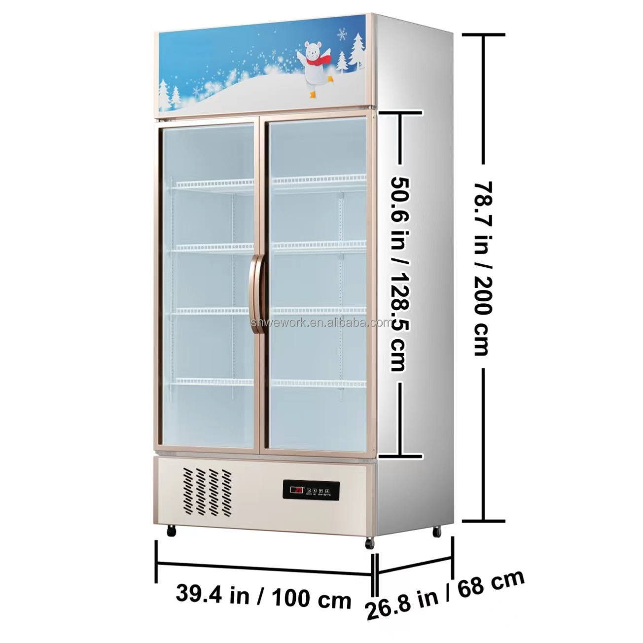 WeWork Commercial Refrigerator Display Fridge Glass Door with LED Light for Home, Store, Gym or Office Upright Beverage Cooler