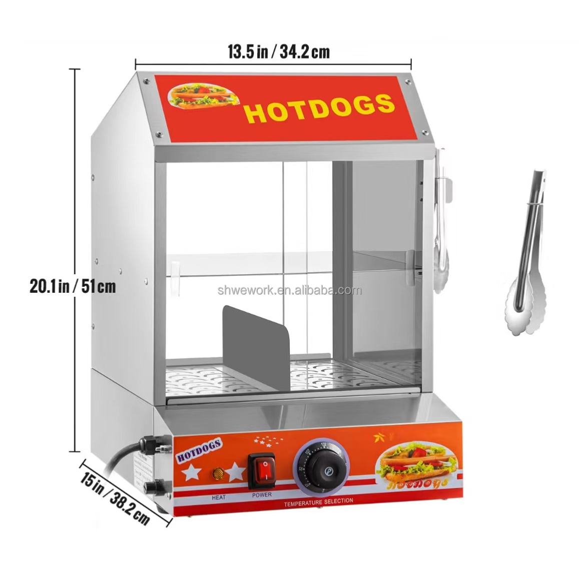 WeWork Hot Dog Steamer 2-Tier Hut Steamer for 175 Hot Dogs & 40 Buns Stainless Steel Electric Bun Warmer Cooker