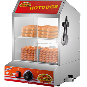 WeWork Hot Dog Steamer 2-Tier Hut Steamer for 175 Hot Dogs & 40 Buns Stainless Steel Electric Bun Warmer Cooker