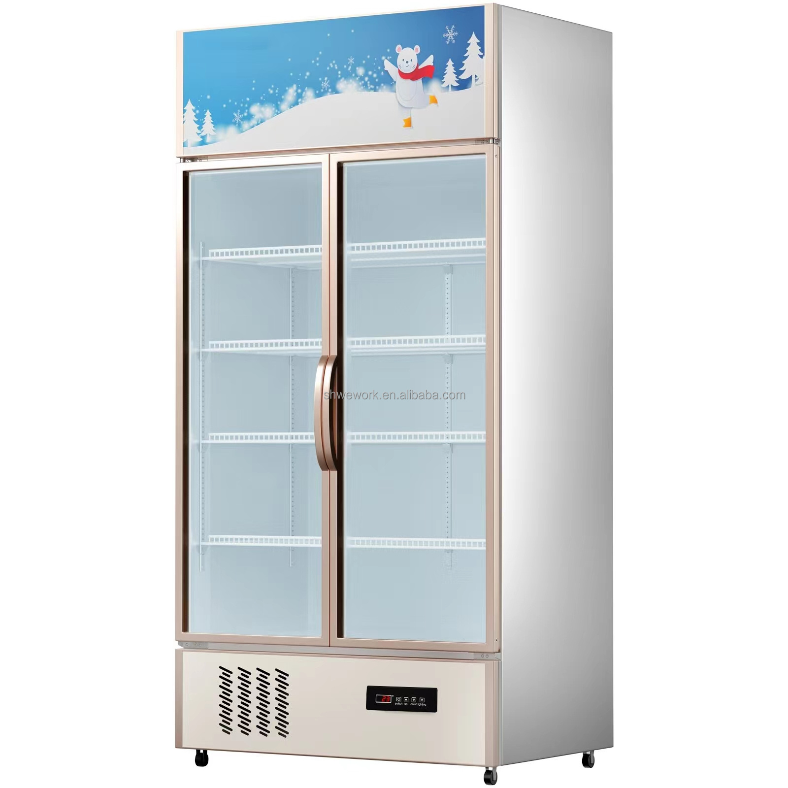 WeWork Commercial Refrigerator Display Fridge Glass Door with LED Light for Home, Store, Gym or Office Upright Beverage Cooler