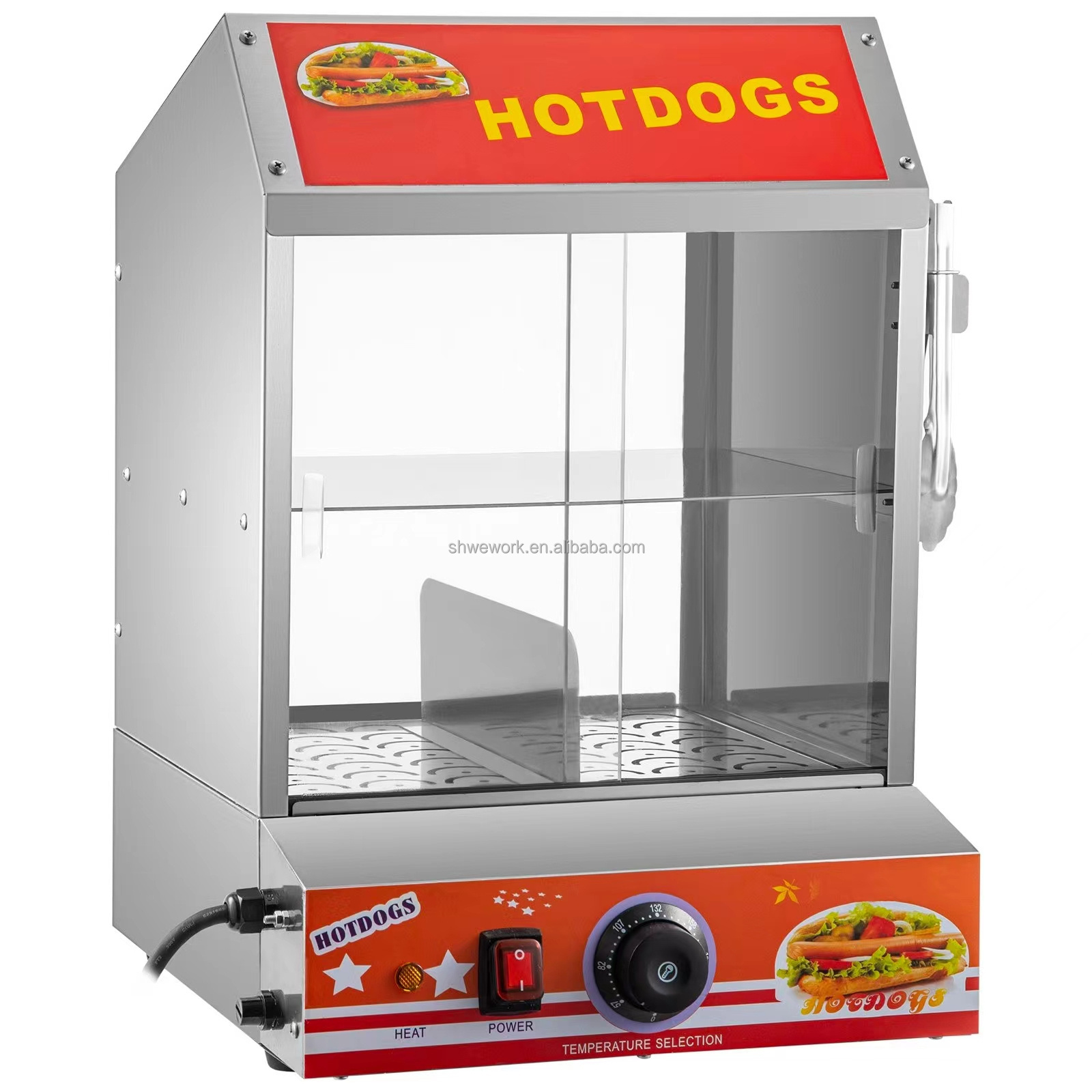 WeWork Hot Dog Steamer 2-Tier Hut Steamer for 175 Hot Dogs & 40 Buns Stainless Steel Electric Bun Warmer Cooker