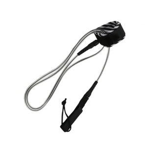 high quality surf leash double swivel 7mm 6ft logo straight surfboard leash kayak leash custom black and white