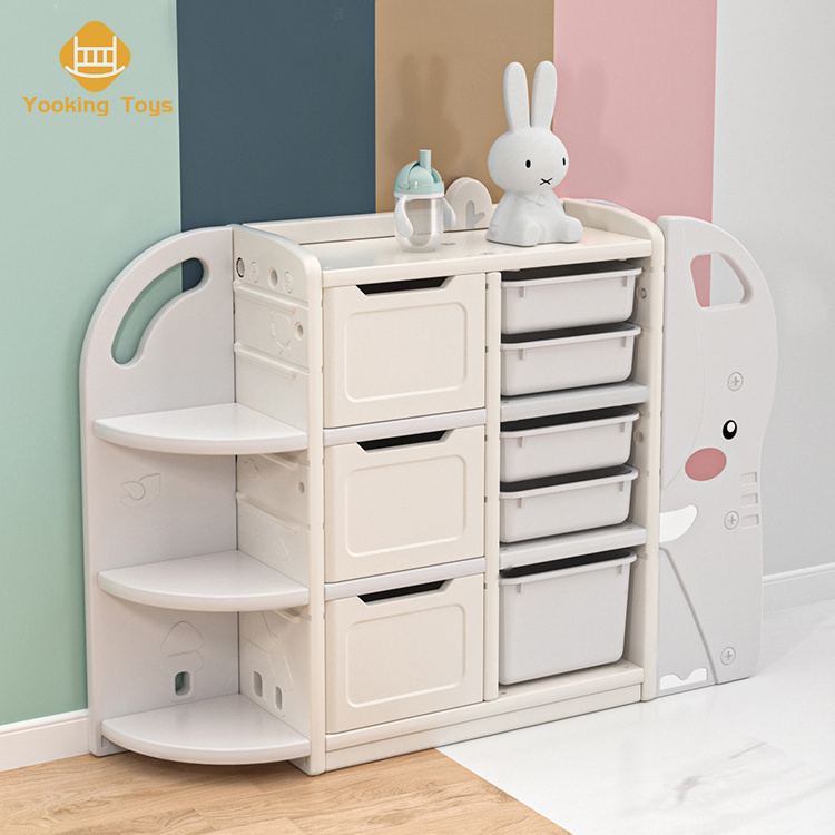 Easy Assembly Kids Toys Storage Rack Toy Animal Cheap Kids Cabinet Drawers For Child Toy Baby Organizer Plastic Drawer Cabinet