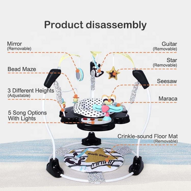 Hot Selling Aluminum Alloy Multifunctional Baby Ativity Center Jumper Walker Wholesale With Music Baby Bouncer Walker For Kids