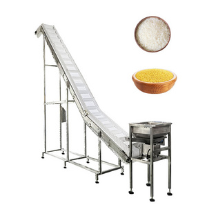 industry food grade inclined belt conveyor hopper feeder wood chip granular bucket elevator conveyor