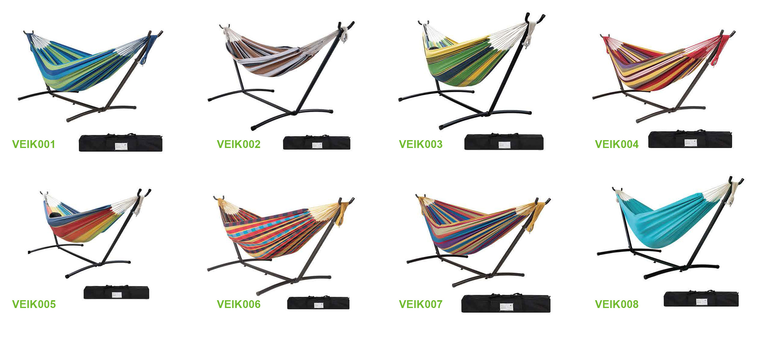 Double Cotton Hammock With Space Saving Steel Stand Includes Portable Carrying Case-Desert Stripe