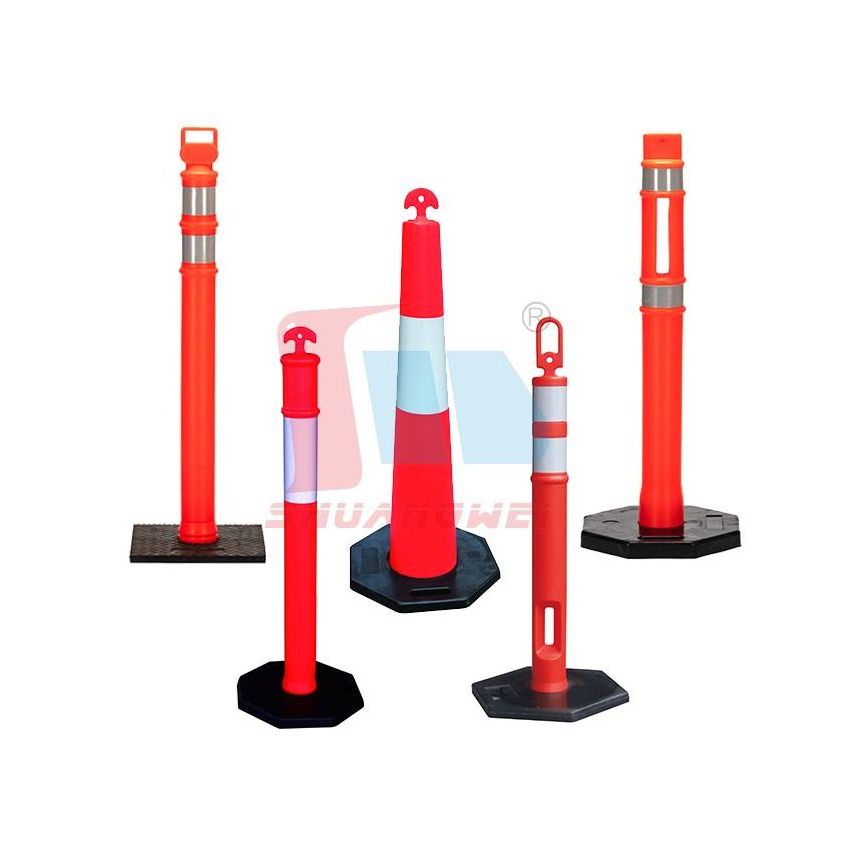 113mm Isolation PE Plastic Warning Traffic Facility Portable Parking Guide Marker Post Road Flexible Bollard Delineator Post