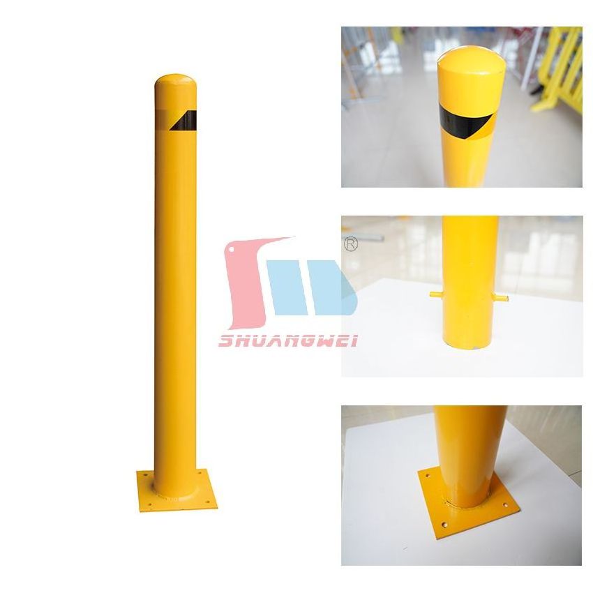 Yellow Color Driveway Parking Bollards Post Removable Security Posts Power Coated Painted Road Safety Fixed Steel Bollard