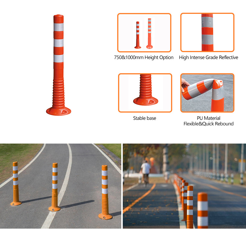 High Visibility 750mm PU Security Driveway Parking Reboundable Safety Bollard Traffic Delineator Post Road Flexible Bollard