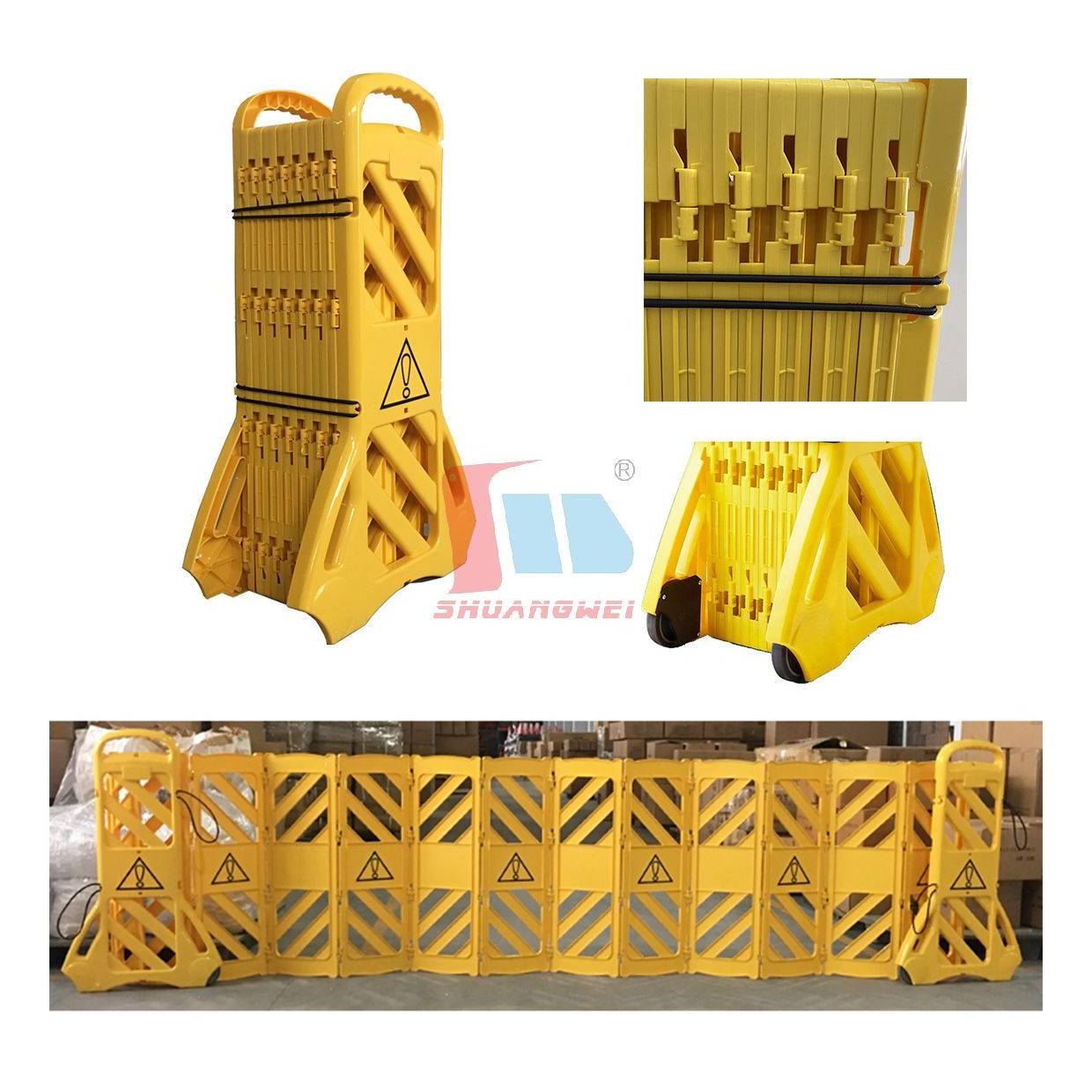 Yellow Retractable Plastic Mobile Construction Barricade Expandable Barrier Gate Road Water Traffic Driveway Warning Barrier