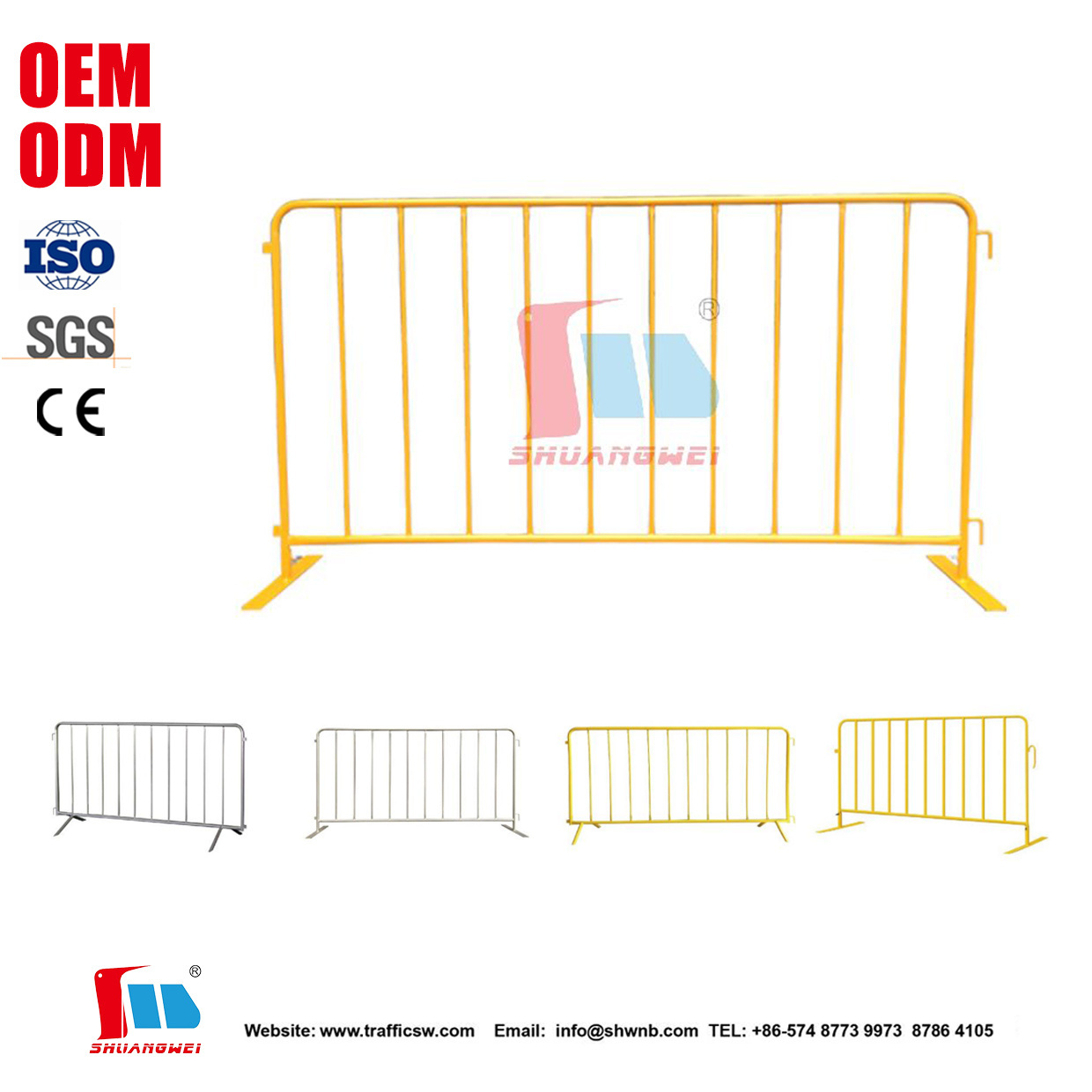 Pedestrian Steel 3.6*7.2ft Traffic Temporary Fence Portable Barricades Guardrail Crowd Control Barrier For Security