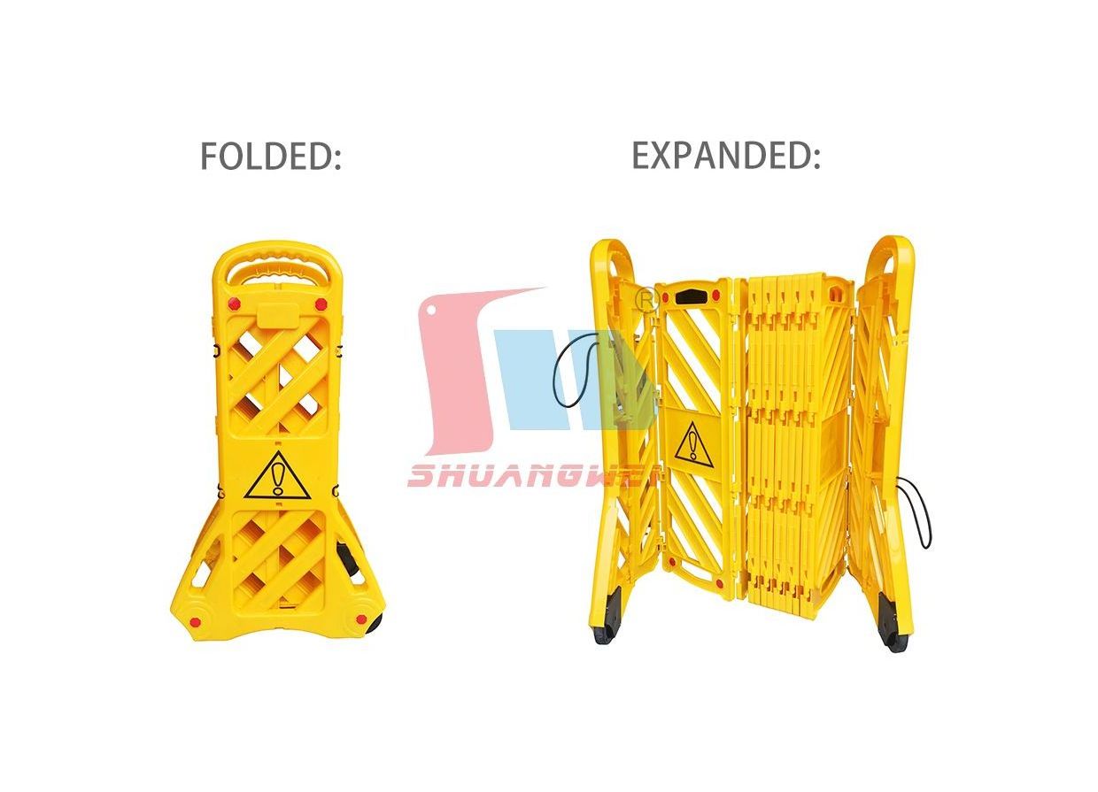 Yellow Retractable Plastic Mobile Construction Barricade Expandable Barrier Gate Road Water Traffic Driveway Warning Barrier