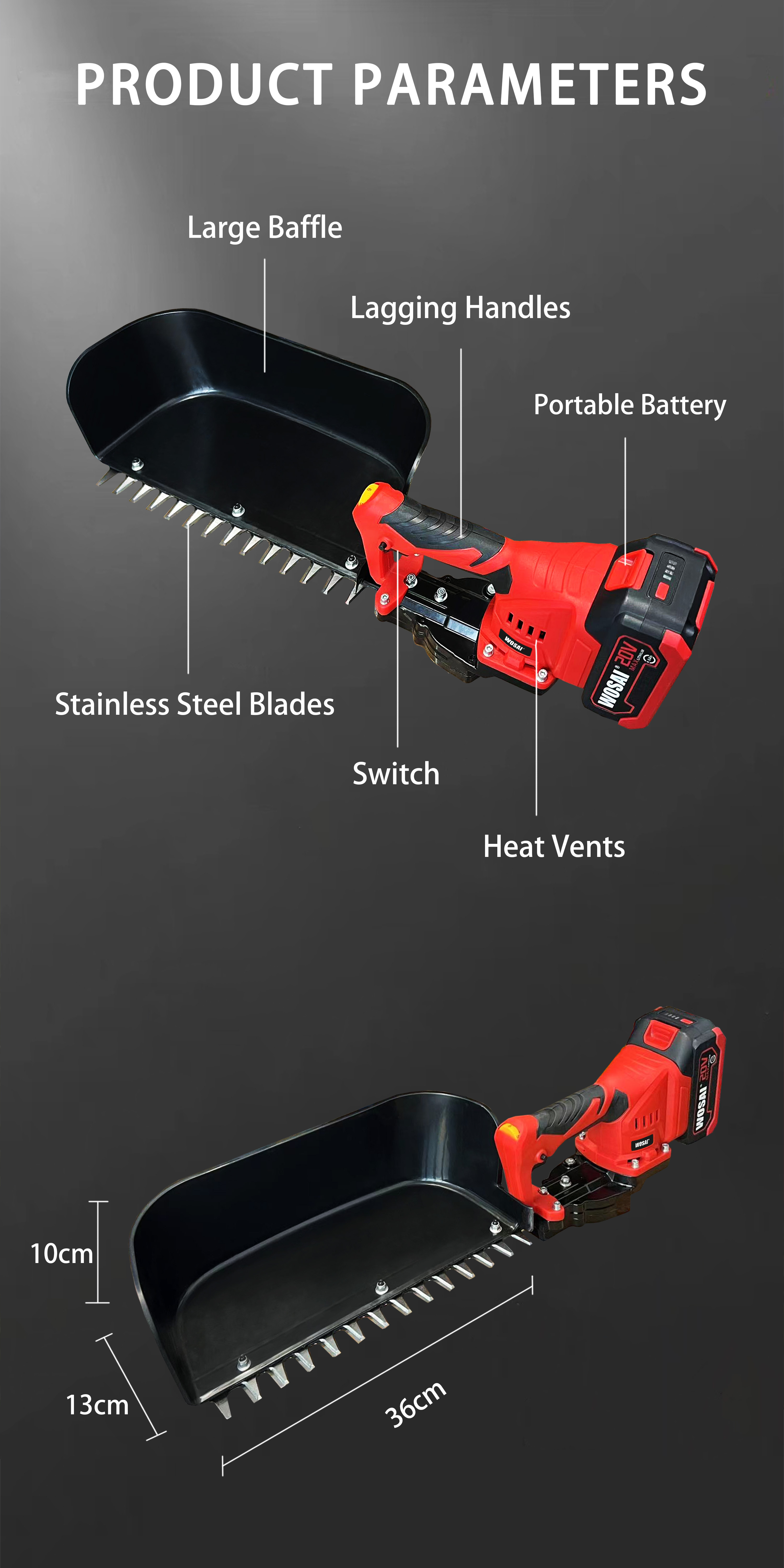 WOSAI 20V Professional Tea Picking Machine Tea Leaf Picker With Lithium Battery Tea Plucker Plucking Machine