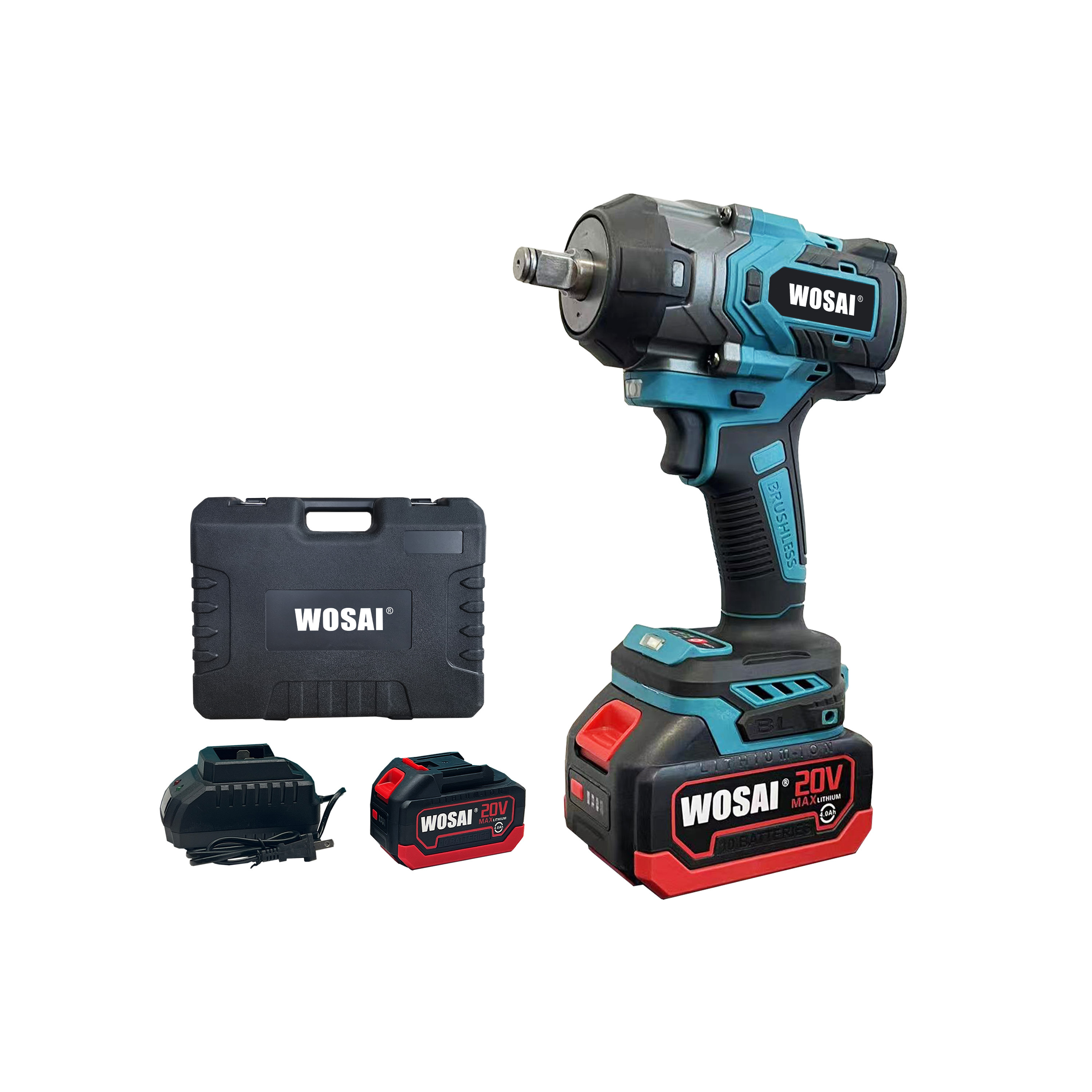 WOSAI 650nm High Torque Electric Wrench 1/2 Inch Brushless Impact Wrench Cordless Power Tool For 20v Battery