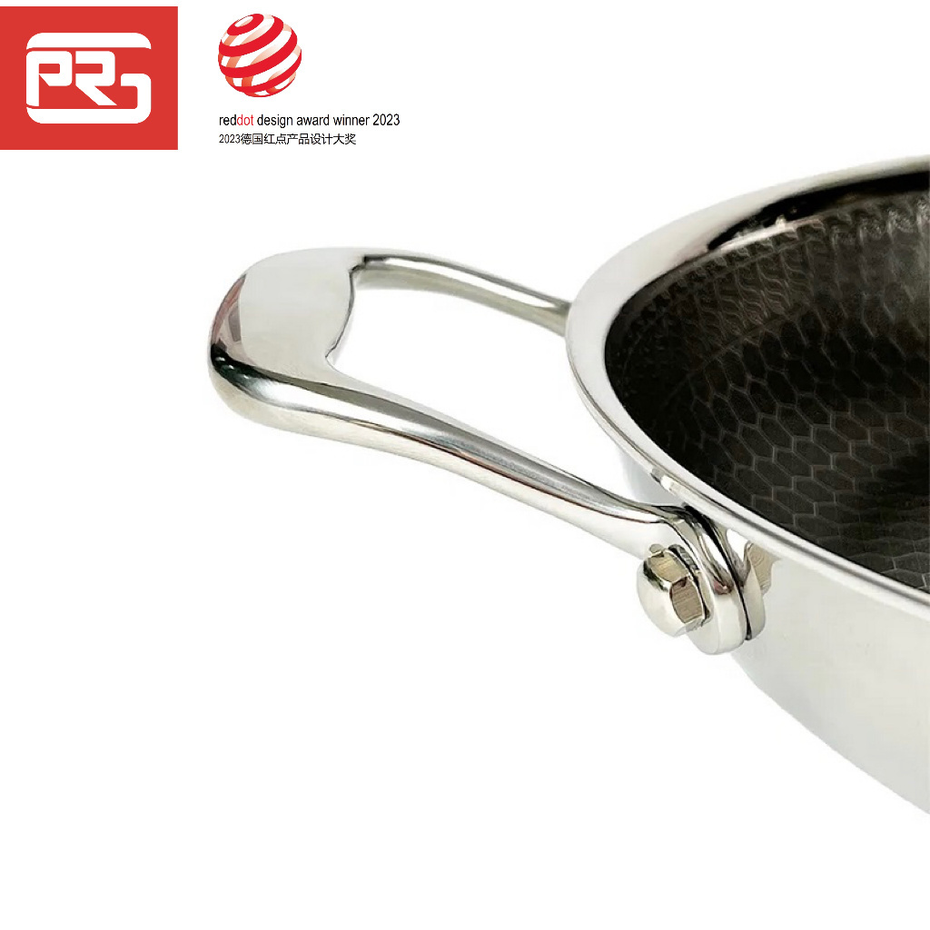 PELITA Nonstick Honeycomb 5 ply Cookware Stainless Steel Seafood Pan Non Stick Frying Pan Paella Pan Double Handle