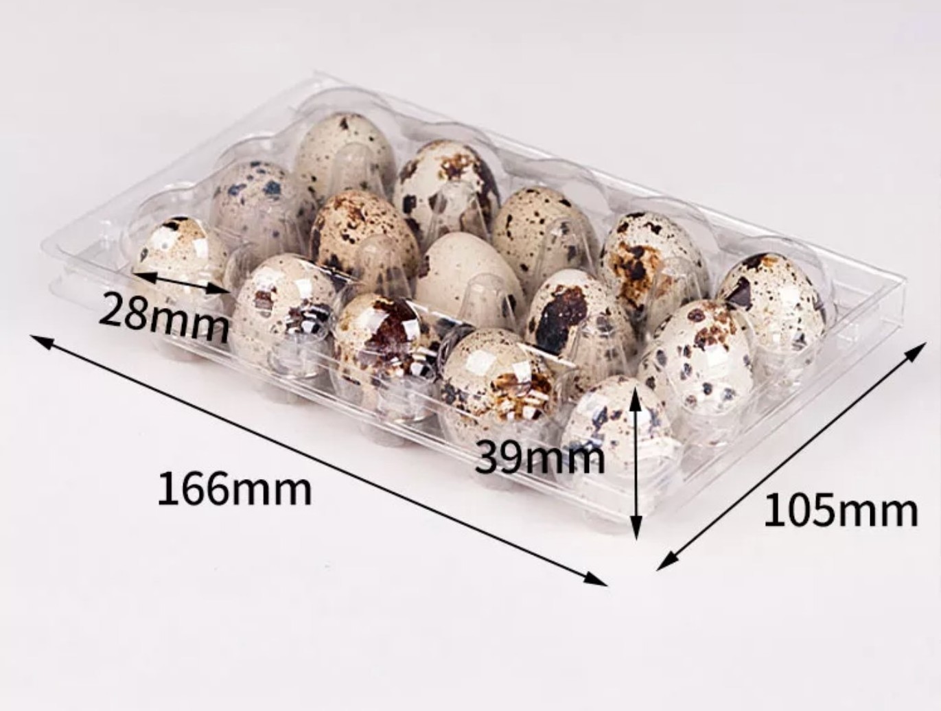 16.6*10.5*3.9cm Quail Egg Carton 15 Holes Plastic Egg Tray with Lid Clear Clamshell Disposable Wholesale PET Blister Packaging