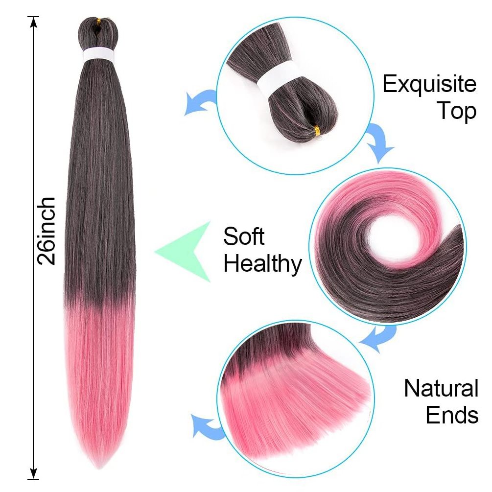 Professional Synthetic Hair Extension Itch Free Hot Water Setting Pre Stretched Braiding Hair