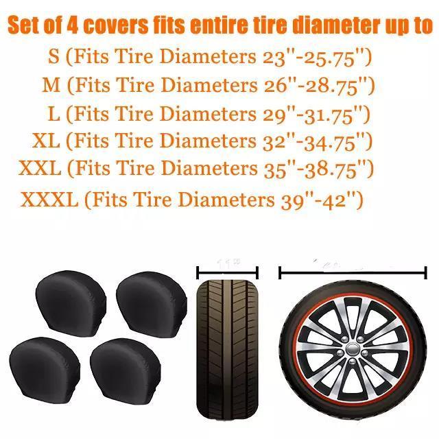 4pcs Set Universal Car Tire CoverTire Covers 4 Pack - Tough Tire Wheel Protector for Truck, SUV, Trailer, Camper, RV