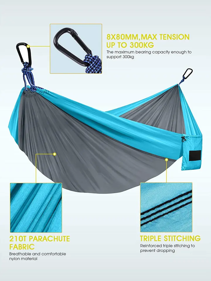 Parechute Lightweight Hammock Outdoor Camping Hanging Folding Knit Hammock Folding Nylon Double Camping Hammocks