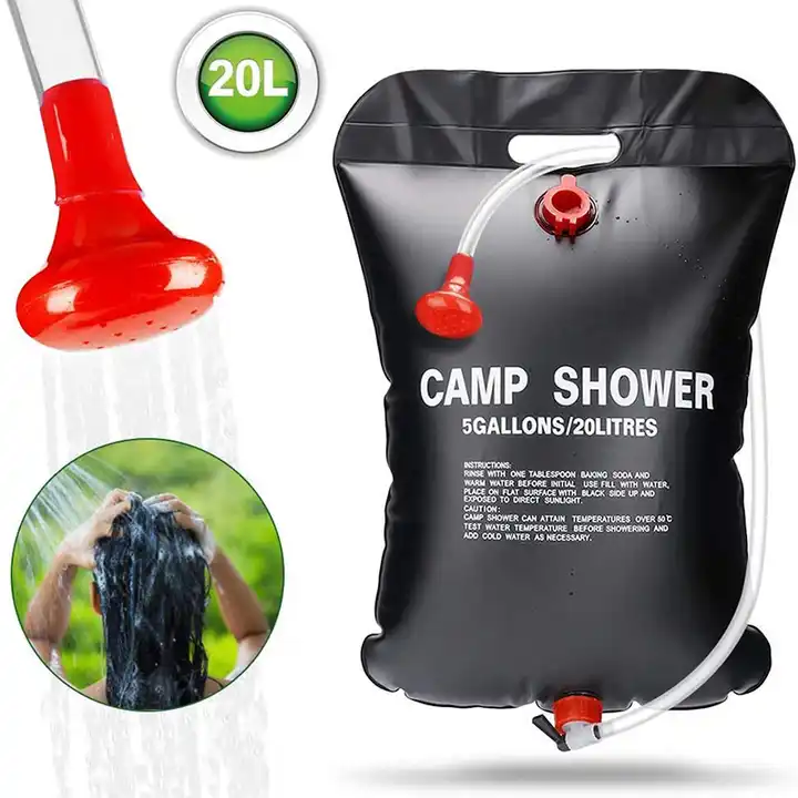 Camping Gear 20L Custom Folding Removable 20L/5Gallons Camping Outdoor Portable Water Shower Bag Solar Heating Bathing Heater