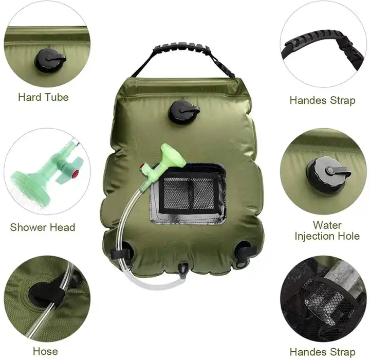 Solar Heating Camping Shower Bag 20L Portable 5 gallons Solar Water Heater Other Beach Swimming Hiking Camping gear