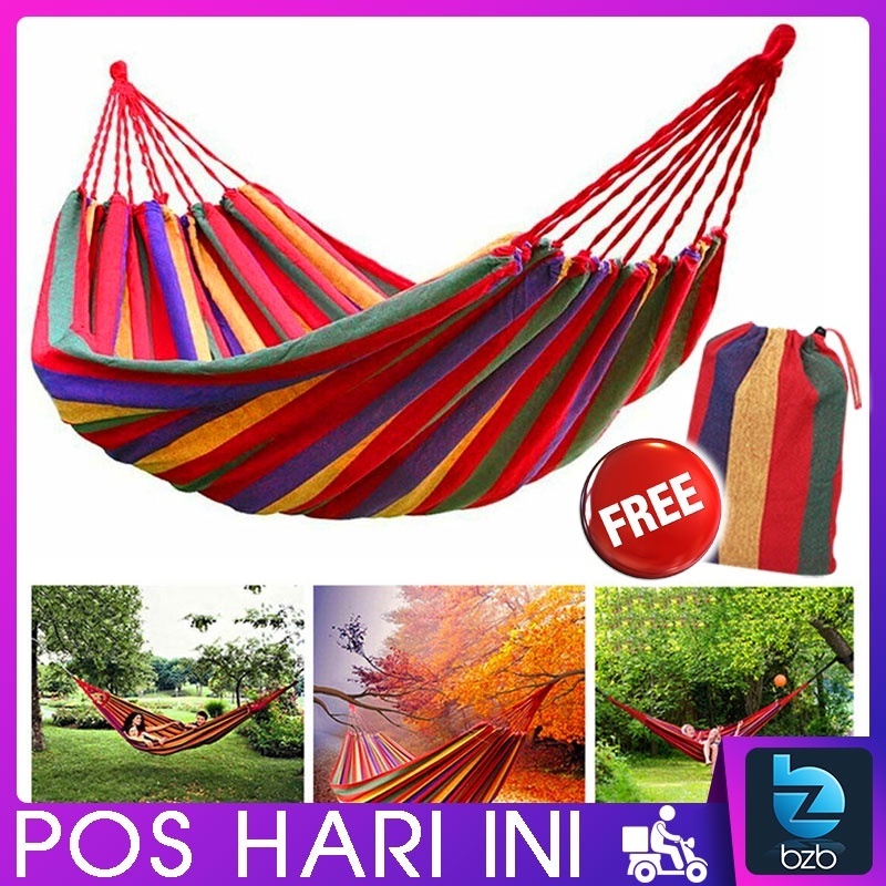 Sleeping Camping Hammock Outdoor Portable Canvas Travel Washable Swing Bed Free Storage Bag Camping & Hiking Gear