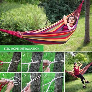 Sleeping Camping Hammock Outdoor Portable Canvas Travel Washable Swing Bed Free Storage Bag Camping & Hiking Gear