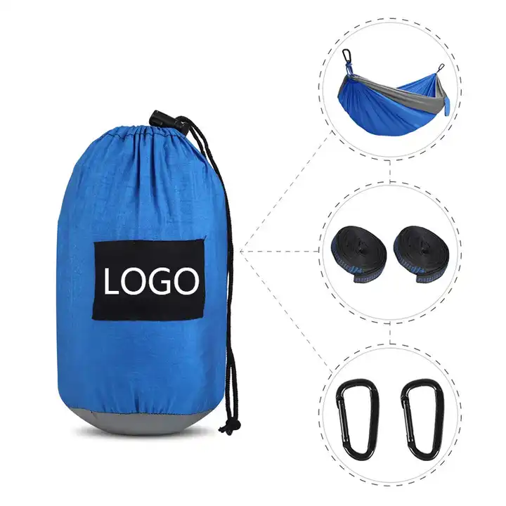 Custom Logo Parachute Hammocks Double and Single Portable Lightweight Outdoors Camping Hammock