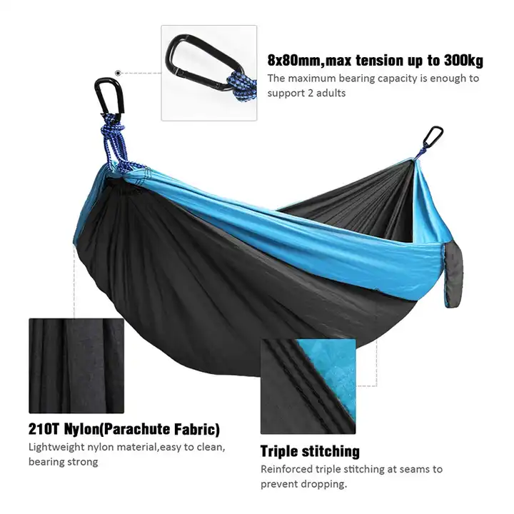 Custom Logo Parachute Hammocks Double and Single Portable Lightweight Outdoors Camping Hammock