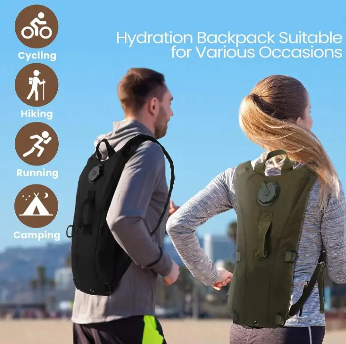 Hiking Hydration Backpack With Water Bladder Camping Accessories Multi Emergency Survival Water Bag Backpack for  Hiking