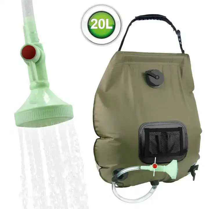 On/Off Shower Head Temperature Indicator Portable Solar Shower Bag for Camping Outdoor Camping Shower Bag